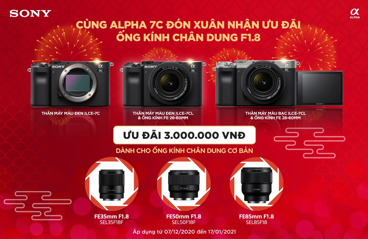 Cùng Sony Alpha A7c Đón Xuân Nhận Ưu Đãi Ống Kính Chân Dung F 1.8